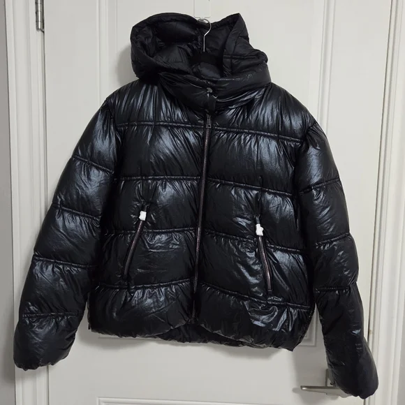 NWT - Massimo Dutti Women's Water Repellent Metallic Puffer Jacket - Size XL - Picture 1 of 15
